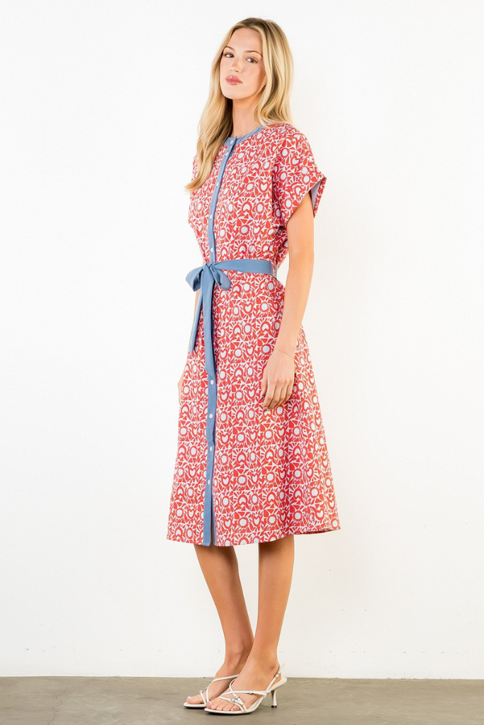 Piper midi dress in red