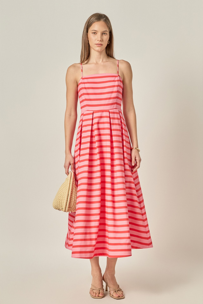 Mallory stripe midi dress in pink