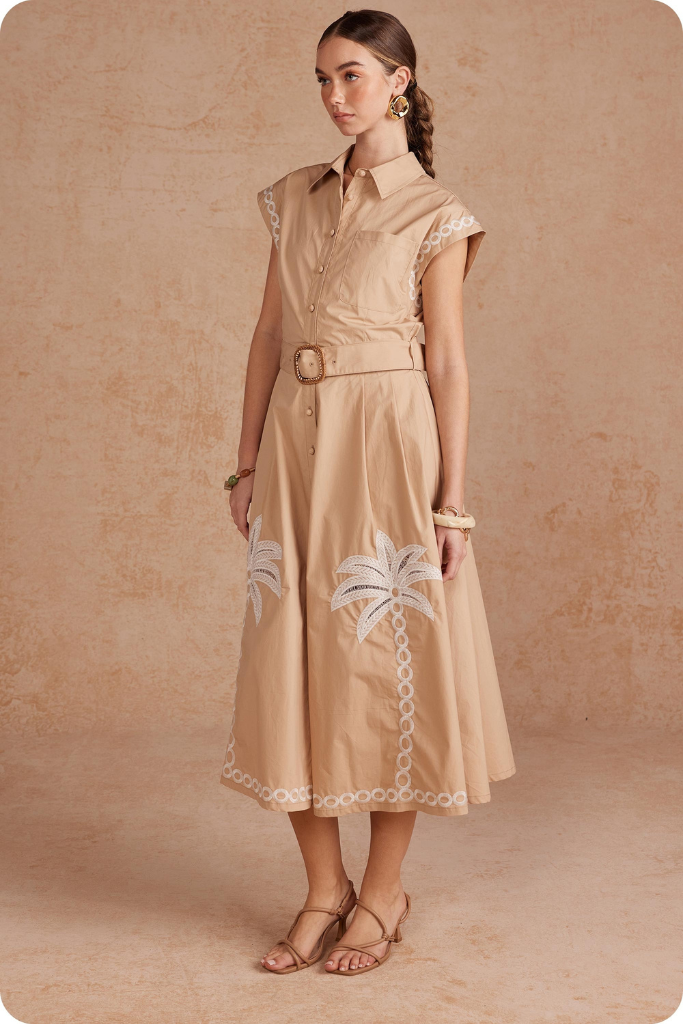 Ruby midi dress in taupe