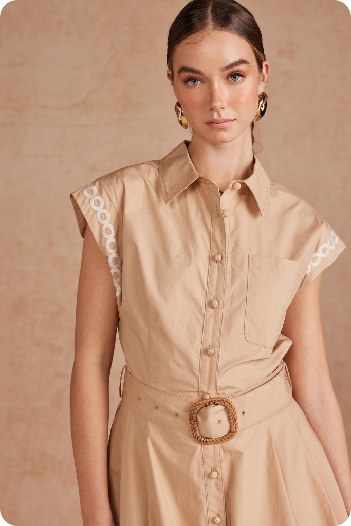 Ruby midi dress in taupe