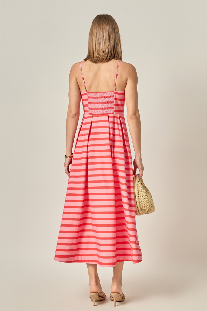 Mallory stripe midi dress in pink
