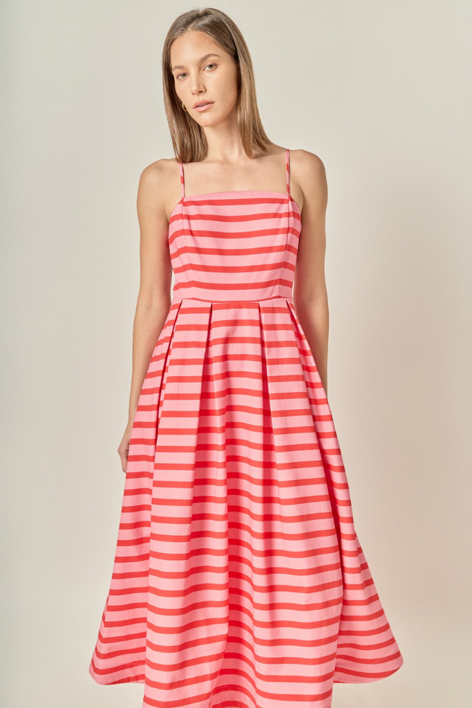 Mallory stripe midi dress in pink