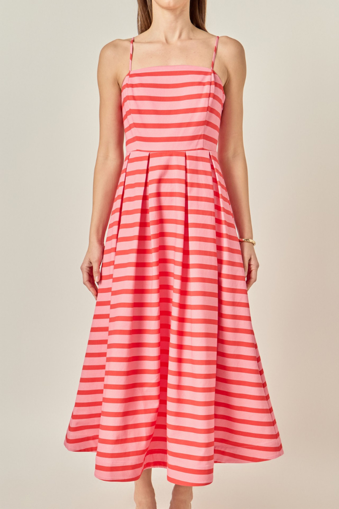 Mallory stripe midi dress in pink