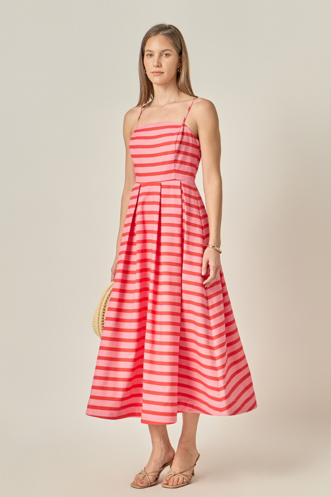 Mallory stripe midi dress in pink