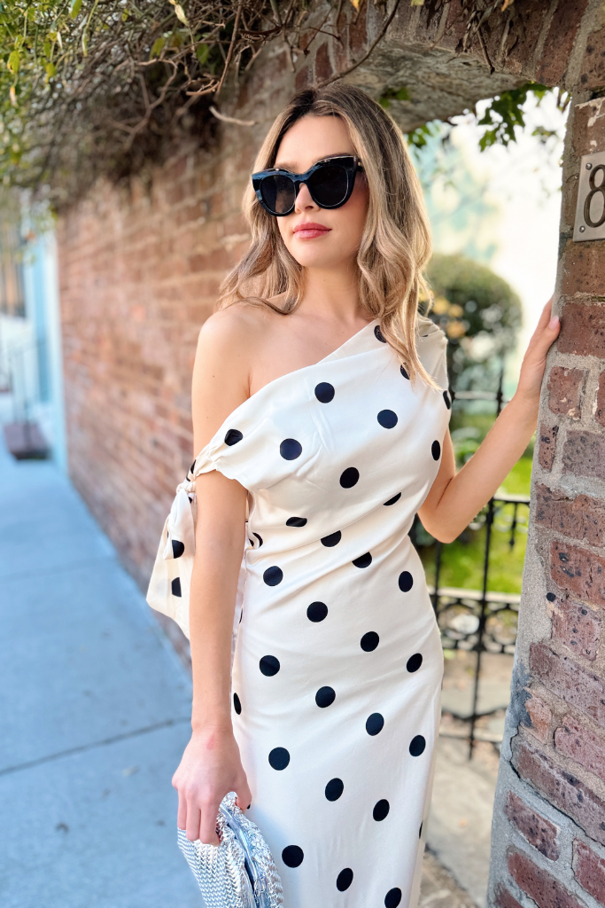 Kimmie polka dot dress in Cream