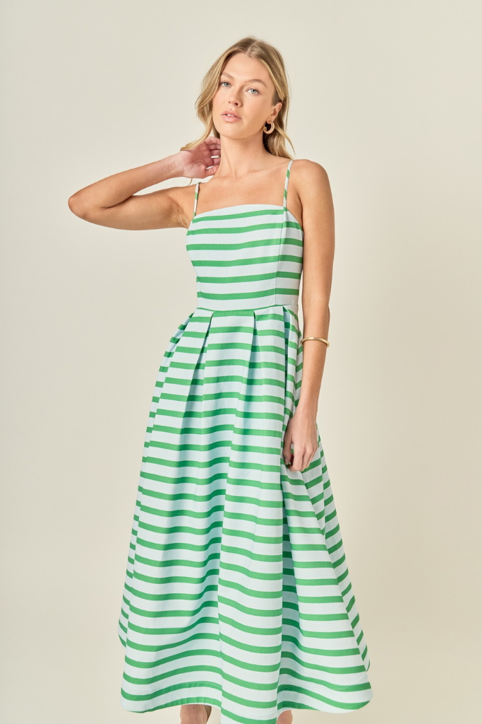 Mallory stripe midi in green