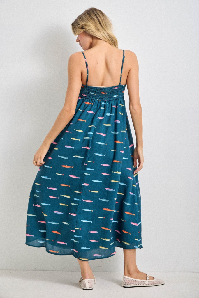 Skylar fish midi dress in blue