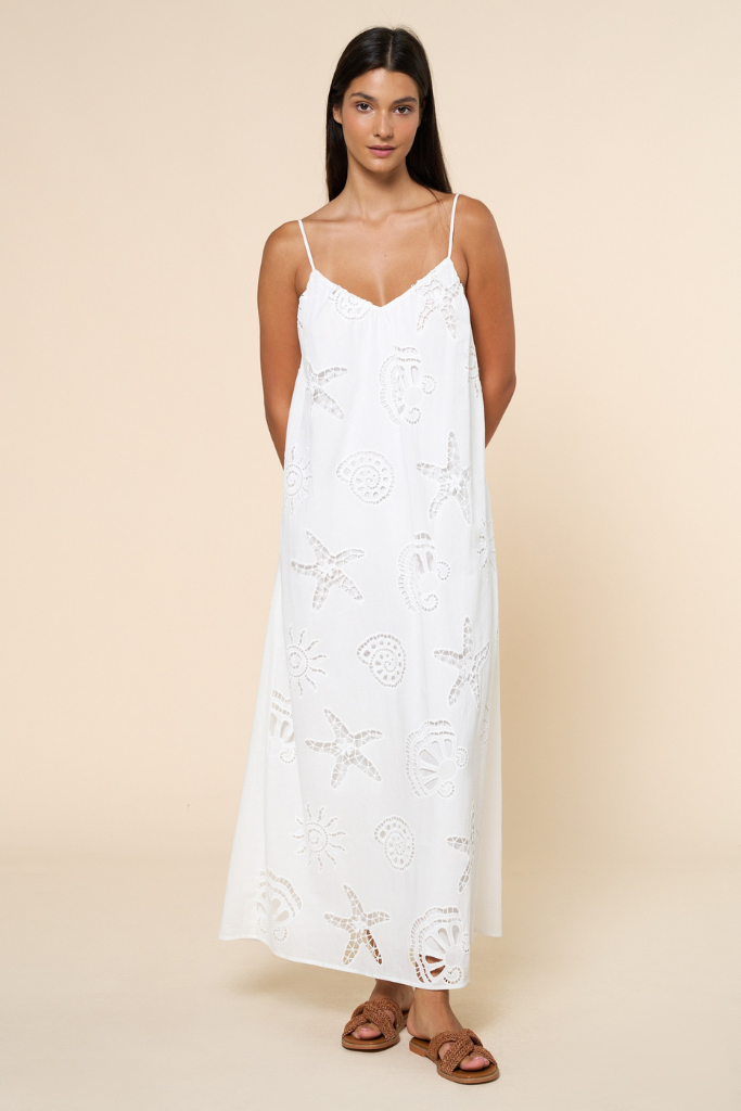 Helen eyelet maxi dress in white