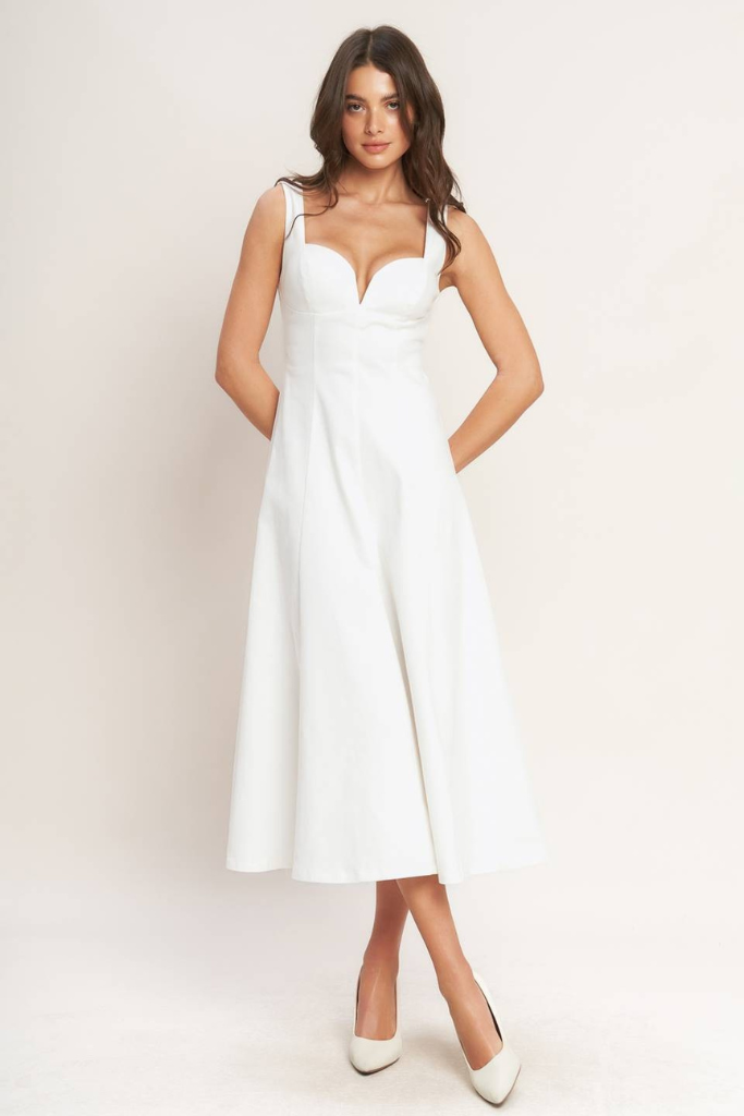 Eva midi dress in white