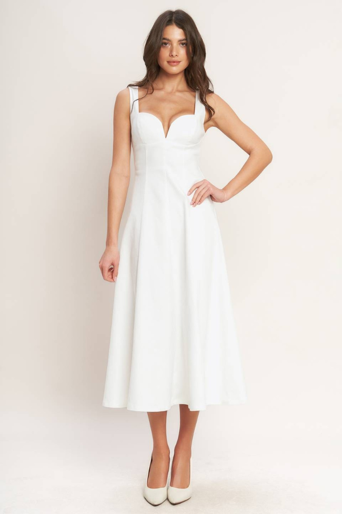 Eva midi dress in white
