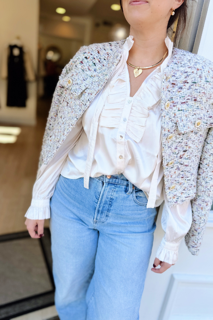 Jess ruffle blouse in white