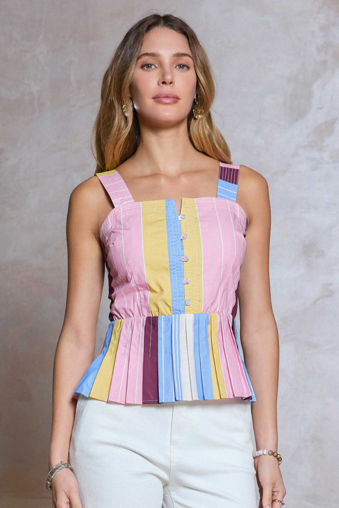 Maria peplum top in stripe