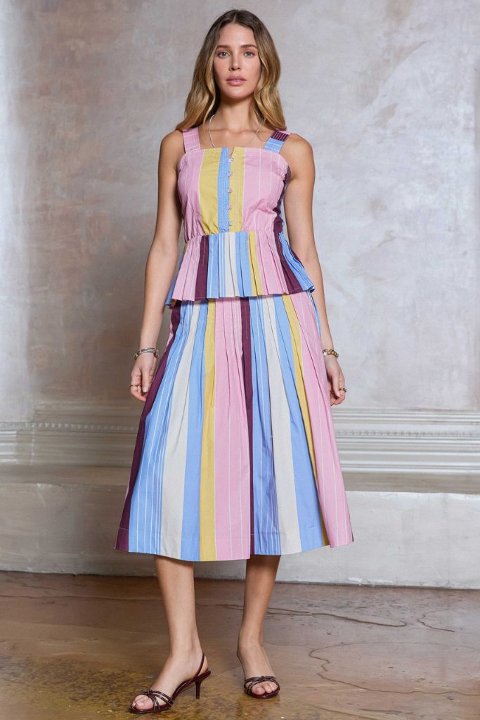 Maria peplum top in stripe