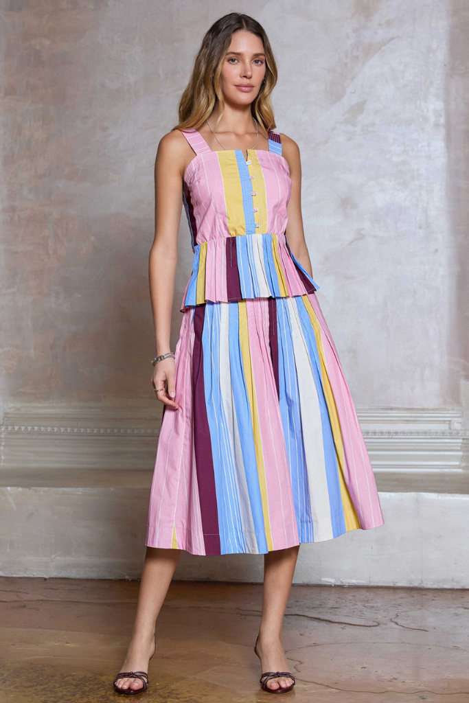 Maria peplum top in stripe