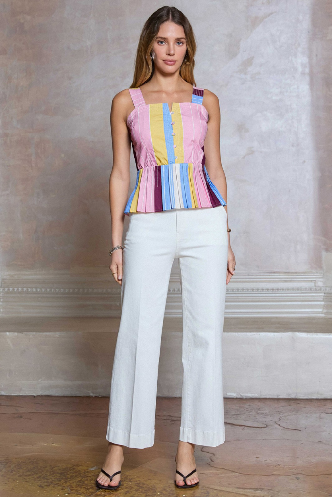 Maria peplum top in stripe