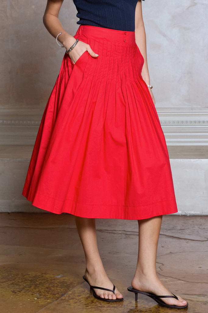 Parsons skirt in red