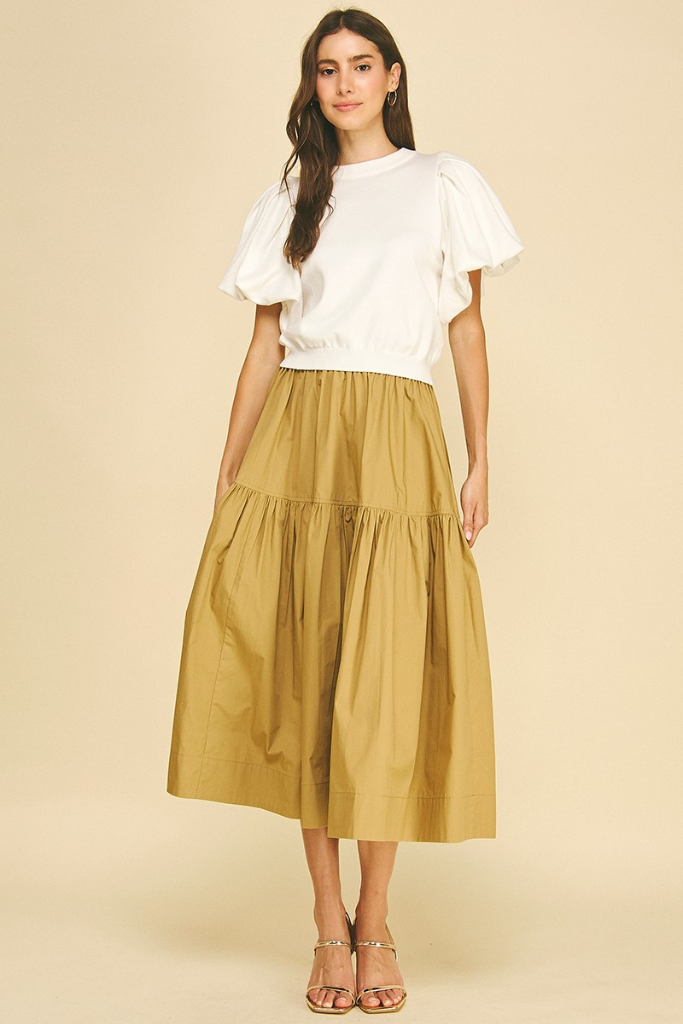 Alice poplin skirt in taupe