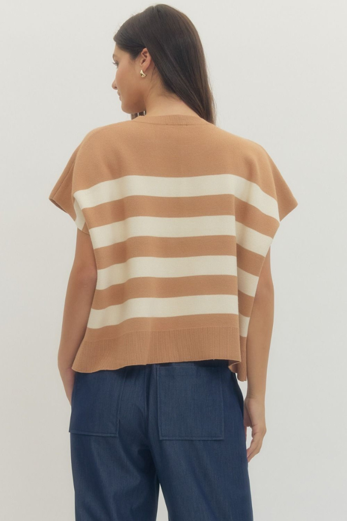 Ava stripe top in Tan