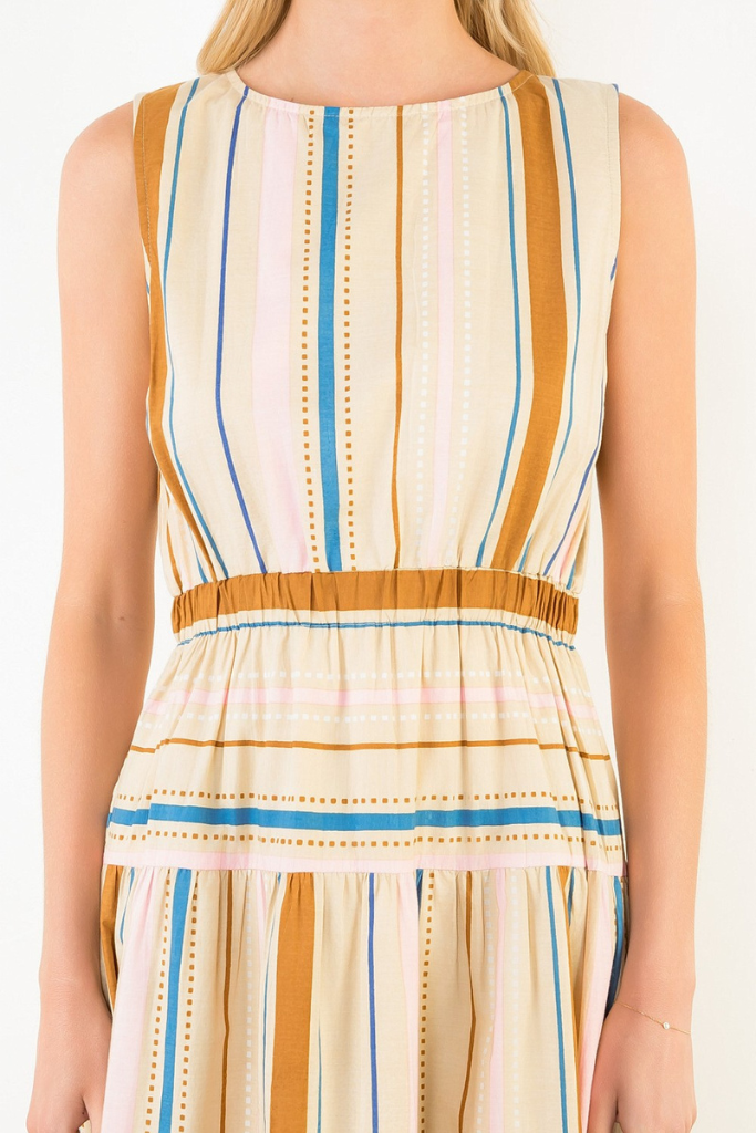 Cassie stripe midi in taupe