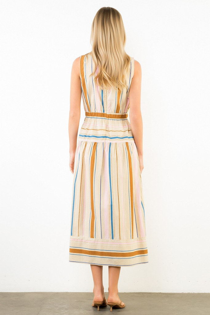 Cassie stripe midi in taupe