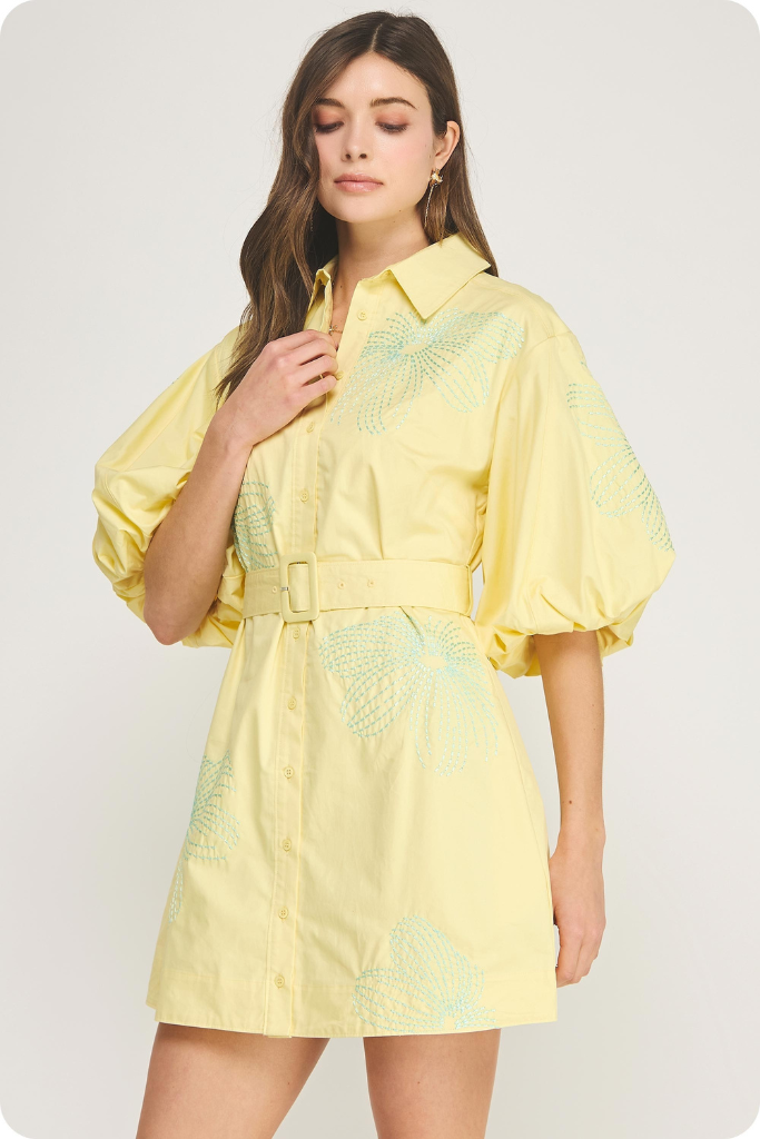 Emma dress in butter yellow