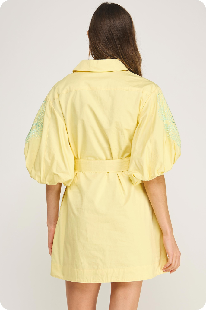 Emma dress in butter yellow