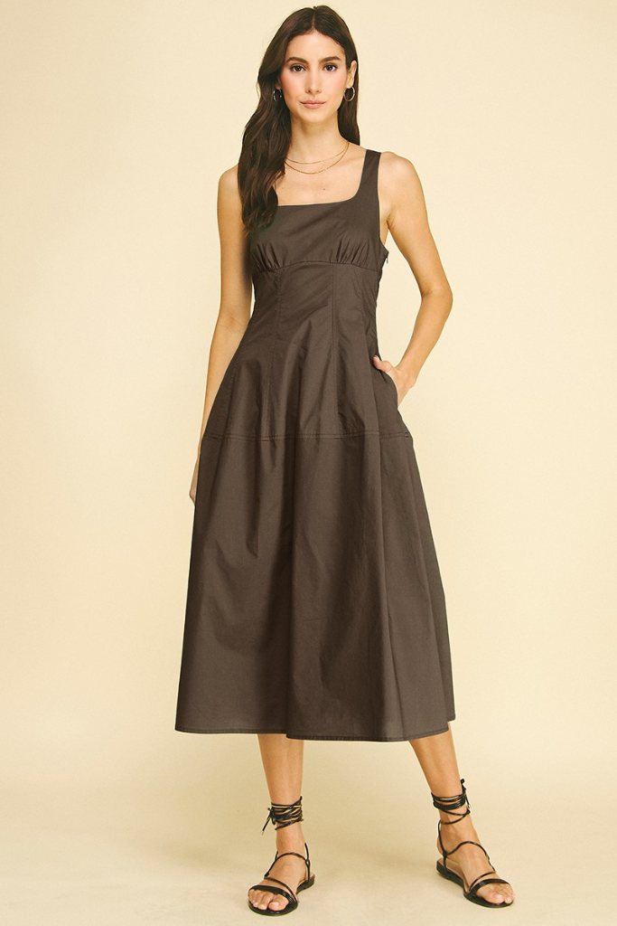 Madison midi dress in brown