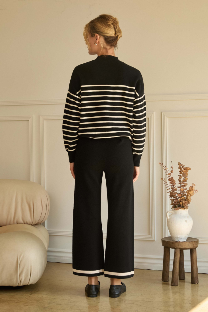 Aya stripe pullover in black