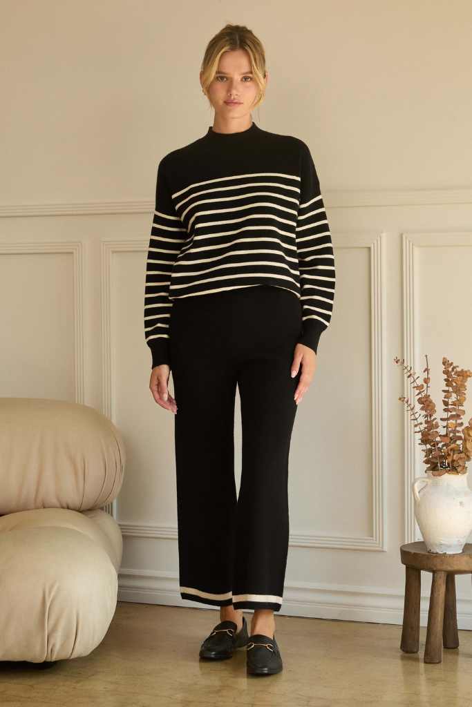 Aya stripe pullover in black