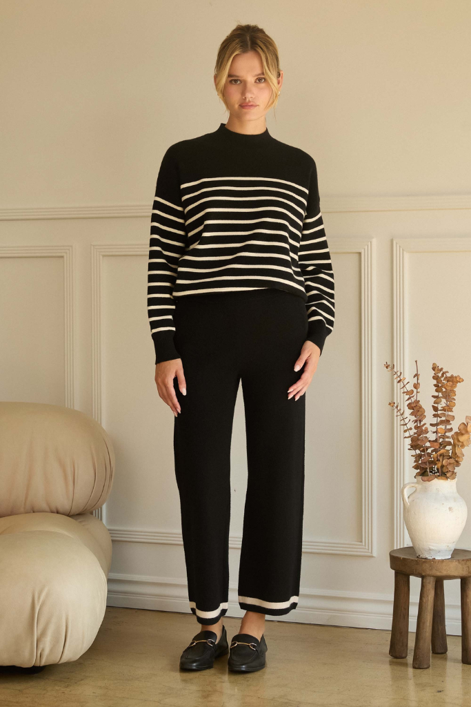 Aya stripe pullover in black