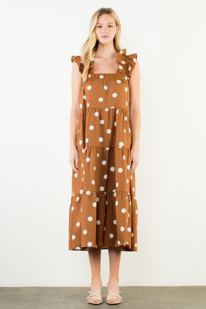 Alix dot midi in brown