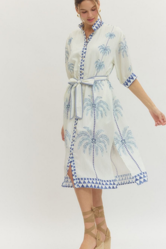 Lila palm print dress