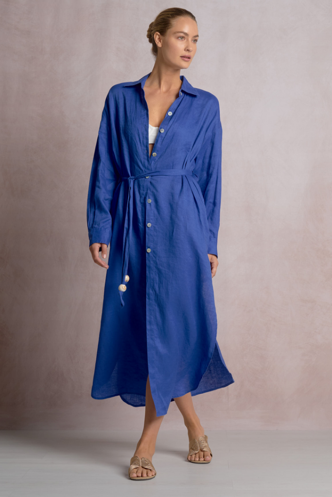 Jackie belted dress in Blue