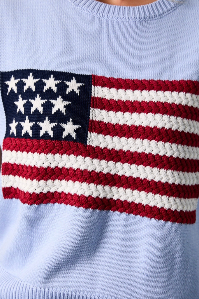 Liz flag sweater in light blue