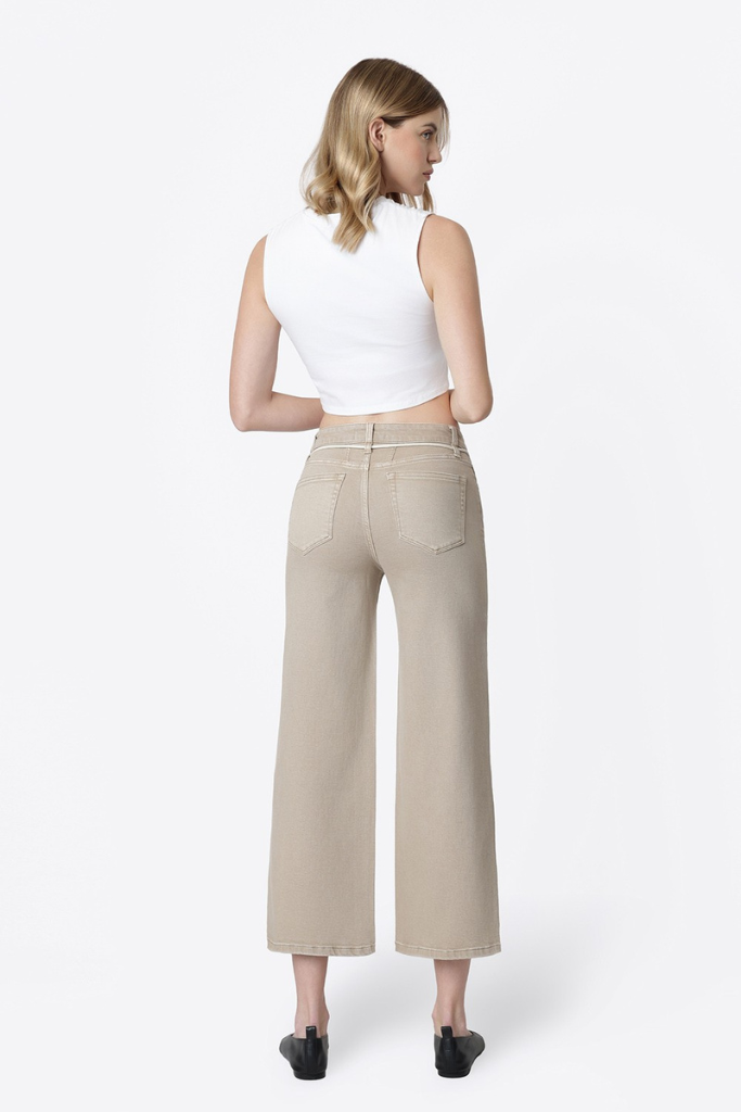 Ava crop denim in taupe
