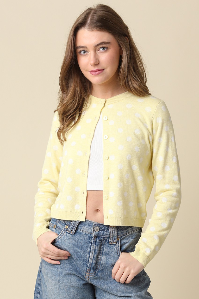 Elena dot cardigan in yellow