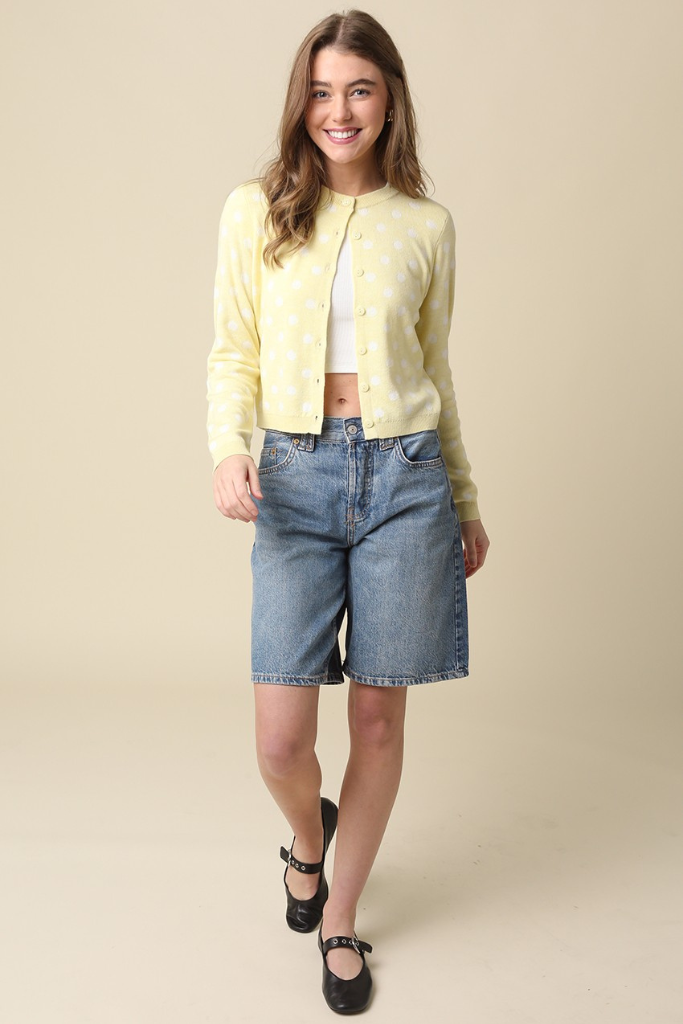 Elena dot cardigan in yellow