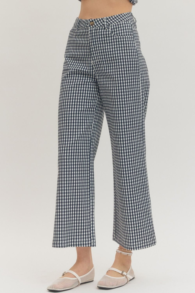 Bailey gingham pant in navy