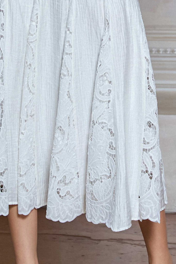 Tate lace midi skirt in white