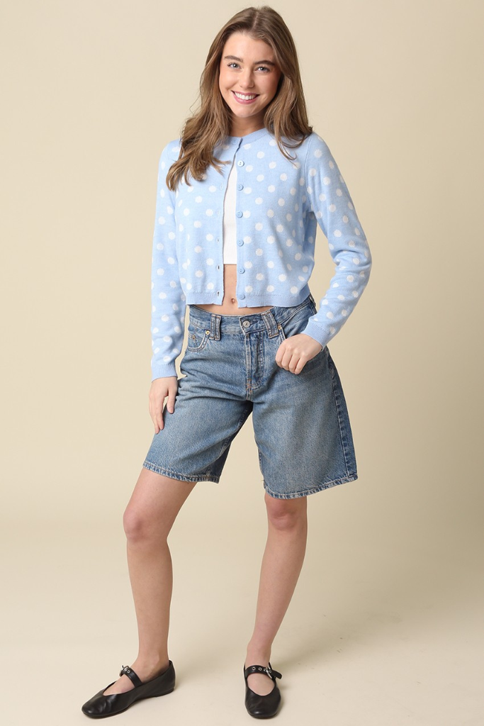 Elena dot cardigan in blue