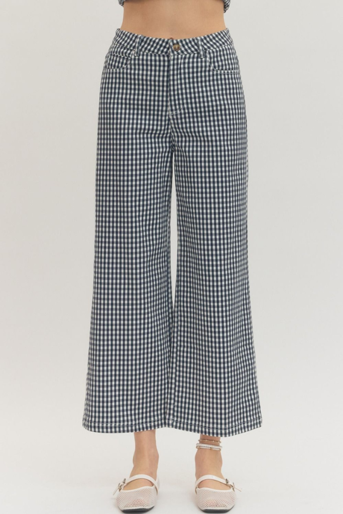 Bailey gingham pant in navy
