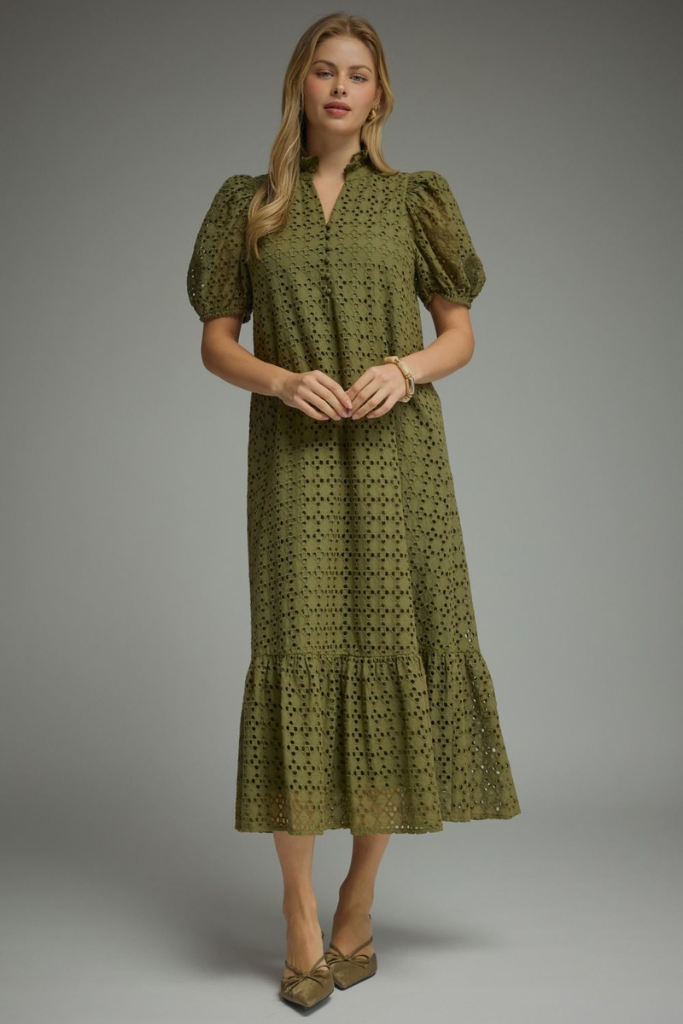 Myla eyelet maxi dress in green