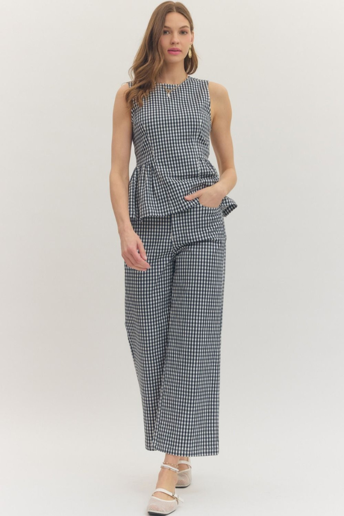 Bailey gingham pant in navy