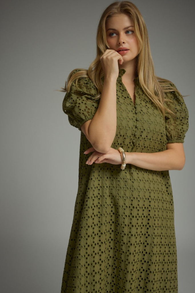 Myla eyelet maxi dress in green