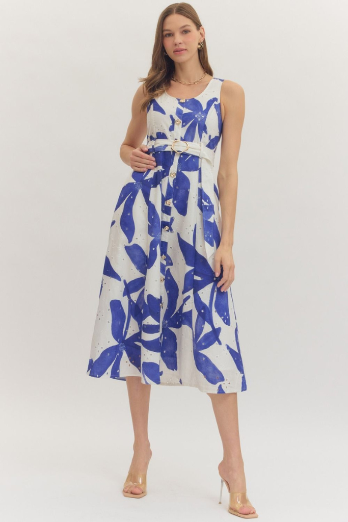 Halley midi dress in royal blue