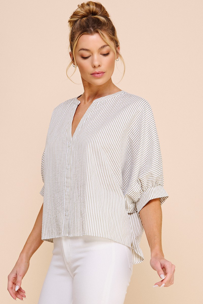 Donna stripe blouse in sage