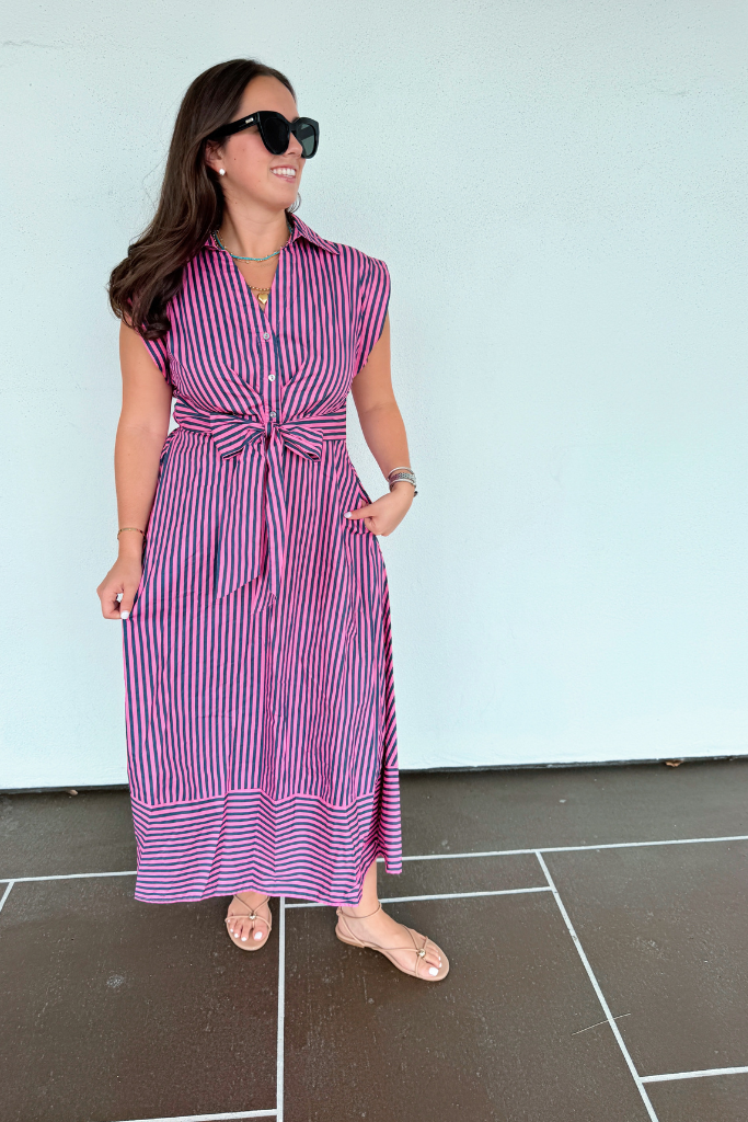 Serena stripe midi in pink