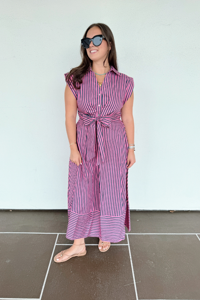 Serena stripe midi in pink