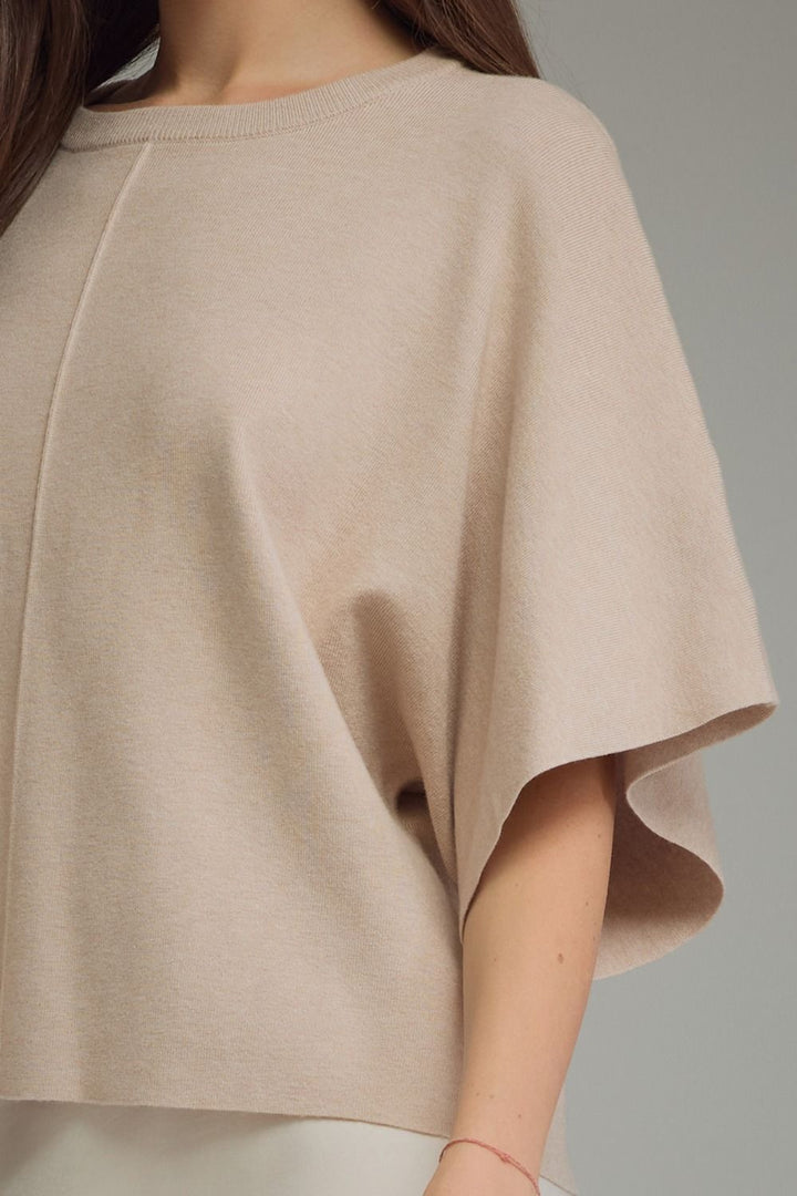 Nora short sleeve knit top in oatmeal