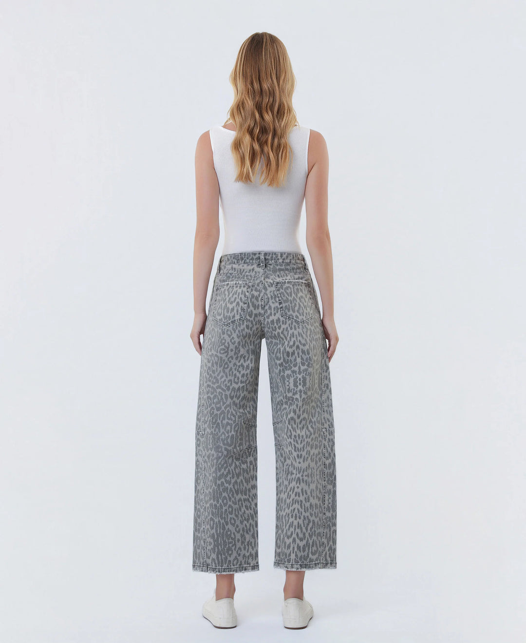 Larken leopard barrel jeans